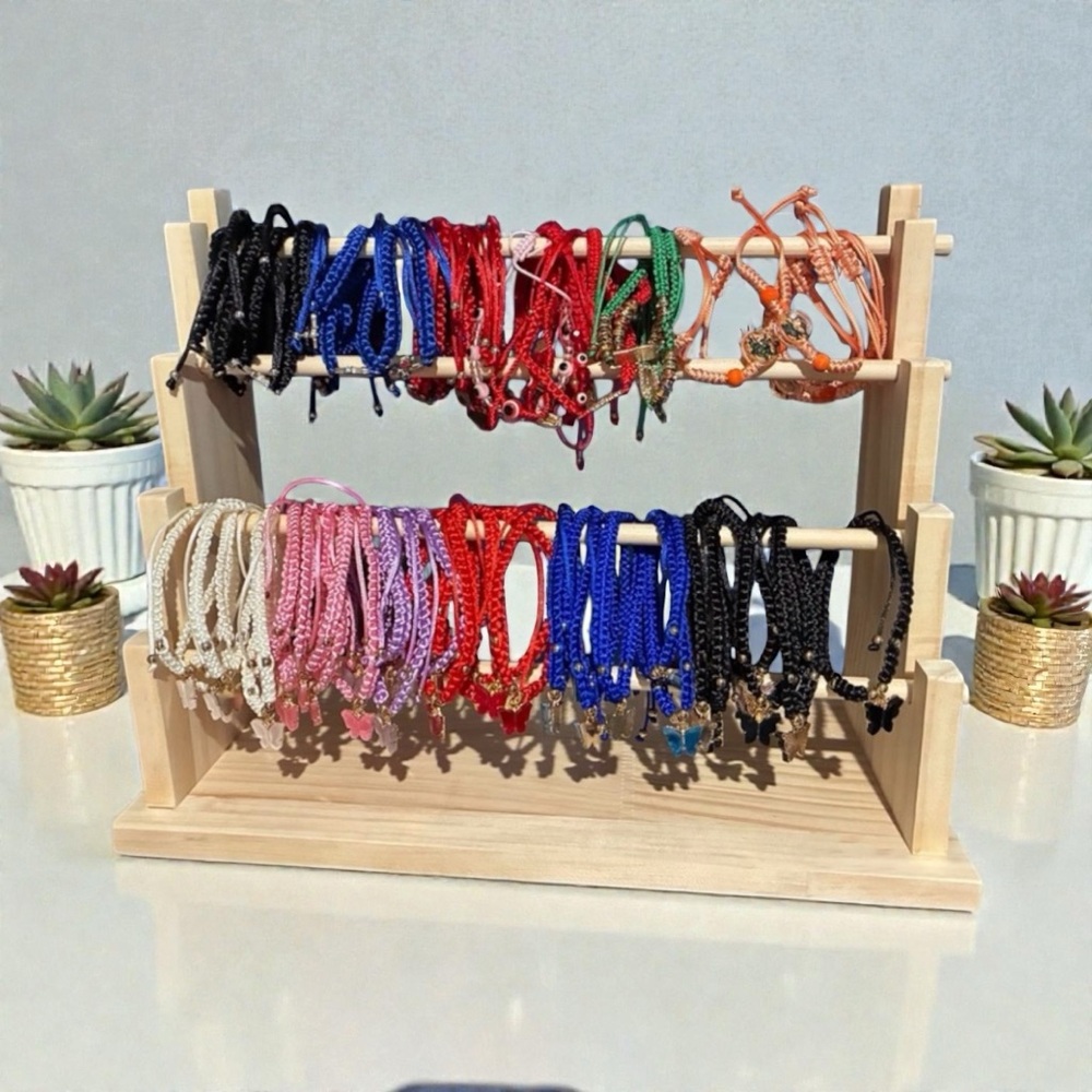 10 New Adjustable Braided Bracelets in Various Colors with a Charm